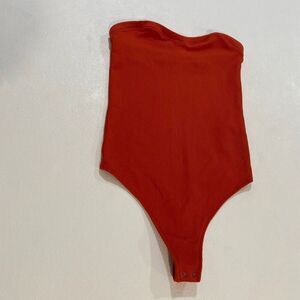 Abercrombie & Fitch Strapless Ribbed Bodysuit XS Rust Orange Tube Bodysuit Soft
